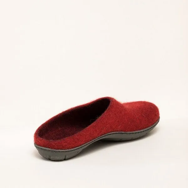 Magicfelt Magicfelt Filz-Hausschuh 736 aus 100% Merino-Wolle Pantoffel für Damen & Herren mit Gummi-Sohle, Mittel-rot, – Produktbild 4 von 4