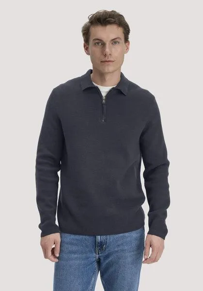 hessnatur hessnatur Milano Strick Polo Regular aus Bio-Baumwolle und Bio-Schurwolle, Marine, – Produktbild 1 von 4