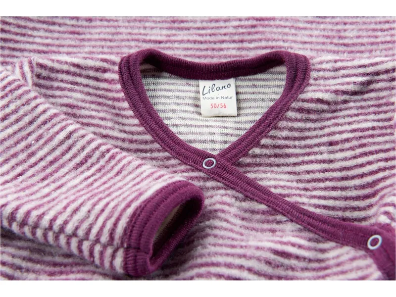 Lilano Lilano Schlafsack Baby Bio-Merinowolle Frottee-Plüsch beere-geringelt Gr.62/68, Rot, mehrfarbig, – Produktbild 2 von 2