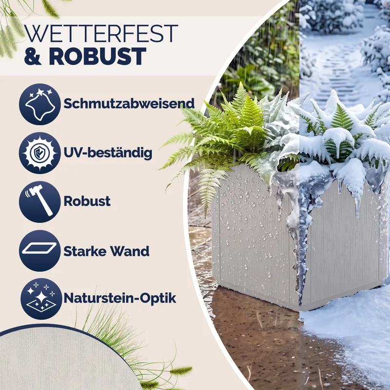 Casaria® Blumentopf Ethica 2er-Set Kreideweiß Kunststoff 36x36x35cm – Produktbild 2 von 2