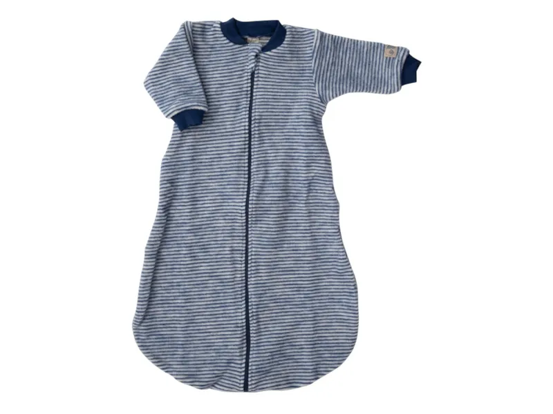 Lilano Lilano Schlafsack Baby langer Arm Bio-Merinowolle marine-geringelt Gr.50/56, Blau, – Produktbild 1 von 2