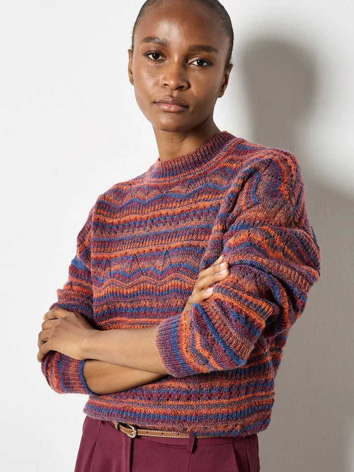 Apricot Apricot Streifenpullover ohne Verschluss aus Pointellestrick, Orange, – Produktbild 4 von 4
