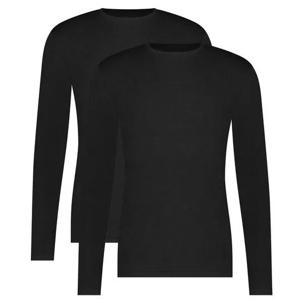 Bamboo Basics Bamboo Basics Rundhals Longsleeve RALPH aus Bambusviskose / Biobaumwolle (2er Pack), Schwarz, – Produktbild 4 von 4