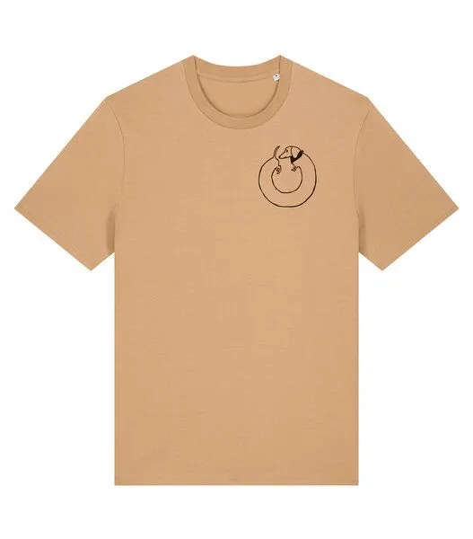 päfjes päfjes Dackel Hund Kreis Po - Unisex Männer T-Shirt Bio & Fair, Latte (braun), – Produktbild 3 von 4