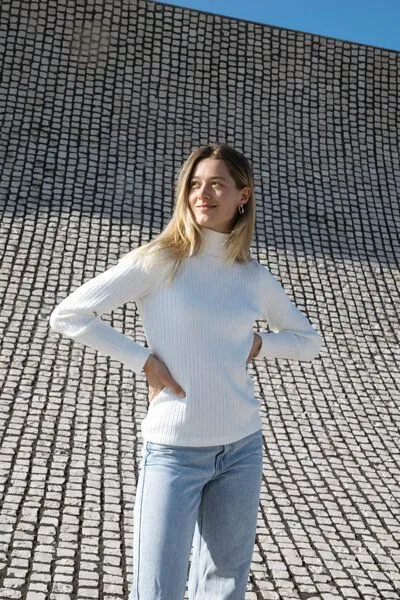 SALZWASSER SOFO – Rib Longsleeve (Damen) aus Bio-Baumwolle (GOTS) von SALZWASSER, Weiss, – Produktbild 3 von 4
