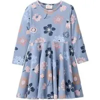 People Wear Organic People Wear Organic Langarm Kleid, blau bedruckt, "große Herbstblumen", Bio-Baumwolle – Produktbild 1 von 1