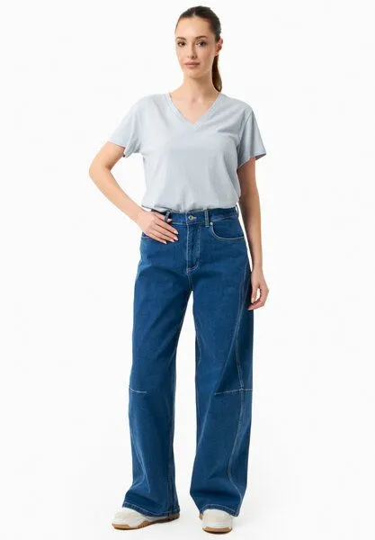ORGANICATION ORGANICATION Jeans mit Weitem Bein aus Bio-Baumwolle, Medium blue, – Produktbild 1 von 4