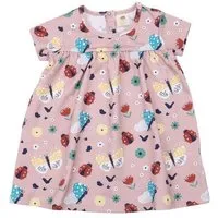 Walkiddy Baby-Babydoll-Kleid GOTS zertifiziert – Pink mit Marienkäfer- & Schmetterlingsmuster | Walkiddy, Pink, – Produktbild 1 von 1