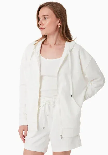 ORGANICATION ORGANICATION Sweatjacke aus Bio-Baumwolle, Off white, – Produktbild 3 von 4