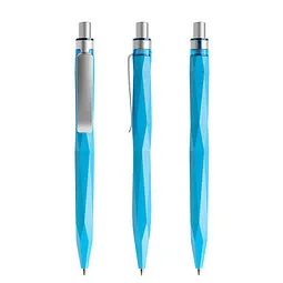 prodir prodir® Druckkugelschreiber QS20 PMS Push, blaue Mine, cyanblau/silber satiniert, Silber / hellblau, – Produktbild 1 von 1