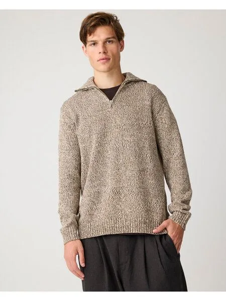 KnowledgeCotton Apparel KnowledgeCotton Apparel Strickpullover Quater zip sweater, Brown multi, – Produktbild 3 von 4