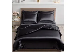 Cozyor Bettwäsche Satin glänzend 135x200, 155x200, 155x220, 200x200cm mit Reißverschluss, Satin, schwarz Eclipse, 2 teilig, Edel und hochwertig – Produktbild 1 von 1