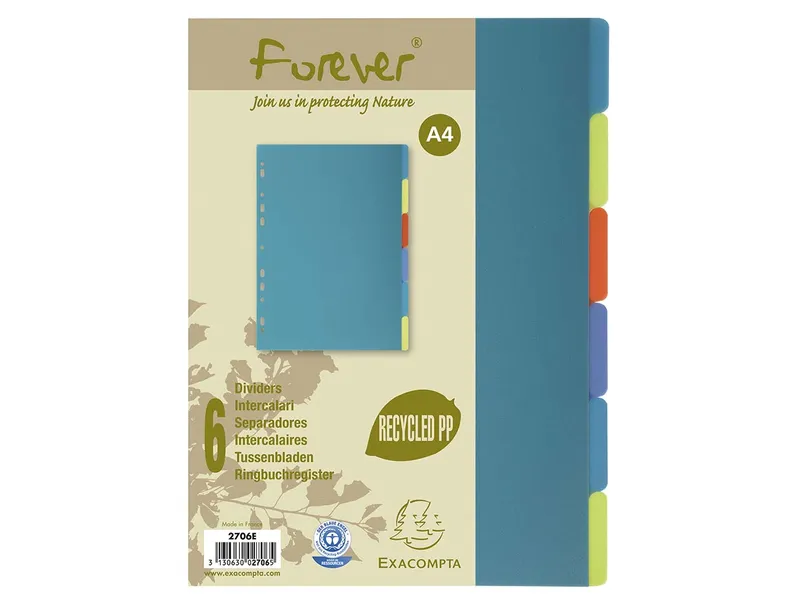 Exacompta Exacompta Register 'Forever' A4 aus Recycling-PP 6-teilig – Produktbild 2 von 3