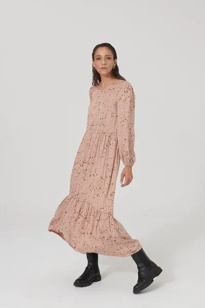 Lovjoi Lovjoi Kleid AUDREYANA aus CUPRO Bemberg & VISKOSE Ecovero, Rosewood spots (mehrfarbig), – Produktbild 2 von 4