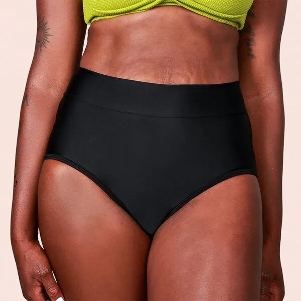 Taynie Mittelstarke Periodenunterwäsche Bikinihose 60°C Taynie Beach Highwaist, Schwarz, – Produktbild 1 von 4