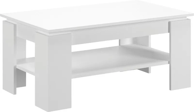 Home affaire Couchtisch Kalmar, rechteckig, 100 x 60 cm, 1 Ablageboden, Sofatisch, Beistelltisch, Kaffetisch, Wohnzimmertisch, coffee table, Weiß, – Produktbild 2 von 5