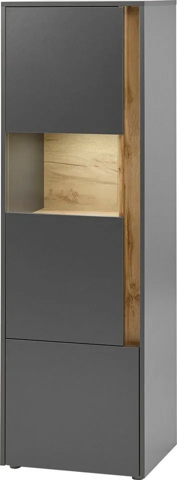 Home affaire Vitrine City/Giron, moderner Hochschrank, Glasvitrine zeitlos, modern, ausreichend Stauraum, vielseitig einsetzbar, Grau, – Produktbild 2 von 5