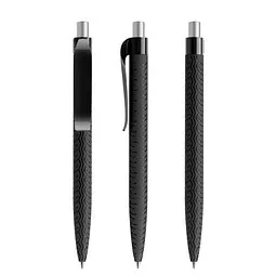 prodir prodir® Druckkugelschreiber QS03 PMP Push, blaue Mine, schwarz/silber satiniert, Schwarz / silber, – Produktbild 1 von 1