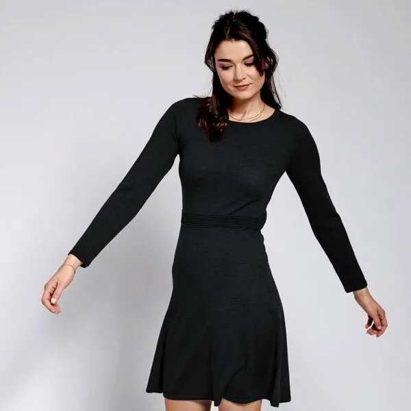 Kokon Zwo Kokon Zwo Kleid Teilungsrippe 100% Merinowolle (ÖKO TEX), Schwarz, – Produktbild 1 von 3