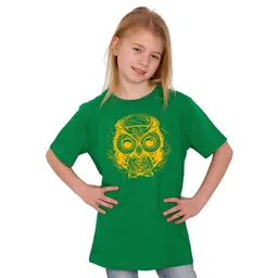 HANDGEDRUCKT HANDGEDRUCKT "Eule" Kinder-T-Shirt reine Biobaumwolle (kbA) – Produktbild 1 von 1
