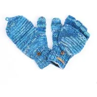 short'n'pietz short'n'pietz Schurwollhandschuhe, handgestrickt, bunt gemustert, Türkis meliert, – Produktbild 1 von 1