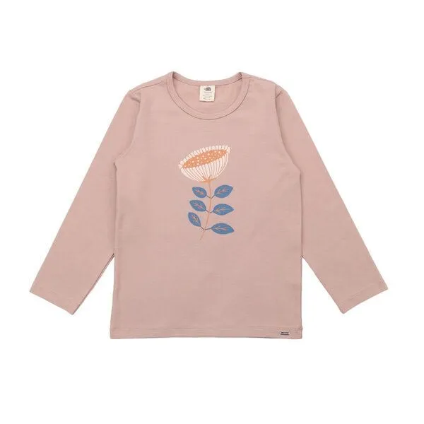 Walkiddy Kinder Langarmshirt GOTS zertifiziert, rosa, „Fancy Flowers“ Frontprint, weich & bequem – Walkiddy, Pink, – Produktbild 1 von 3