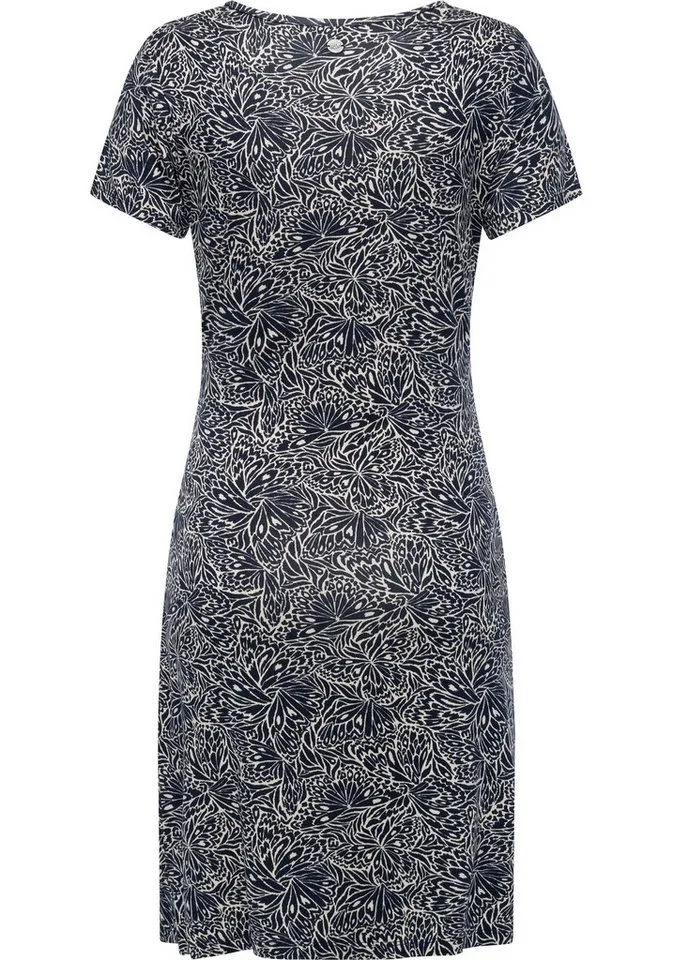 ragwear ragwear Shirtkleid Knotta Print Kurzarm Sommerkleid mit seitlichem Bindeband, Blau, – Produktbild 1 von 2