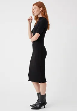 ORGANICATION ORGANICATION Damen vegan Kleid Aus Geripptem Strick Schwarz – Produktbild 1 von 1
