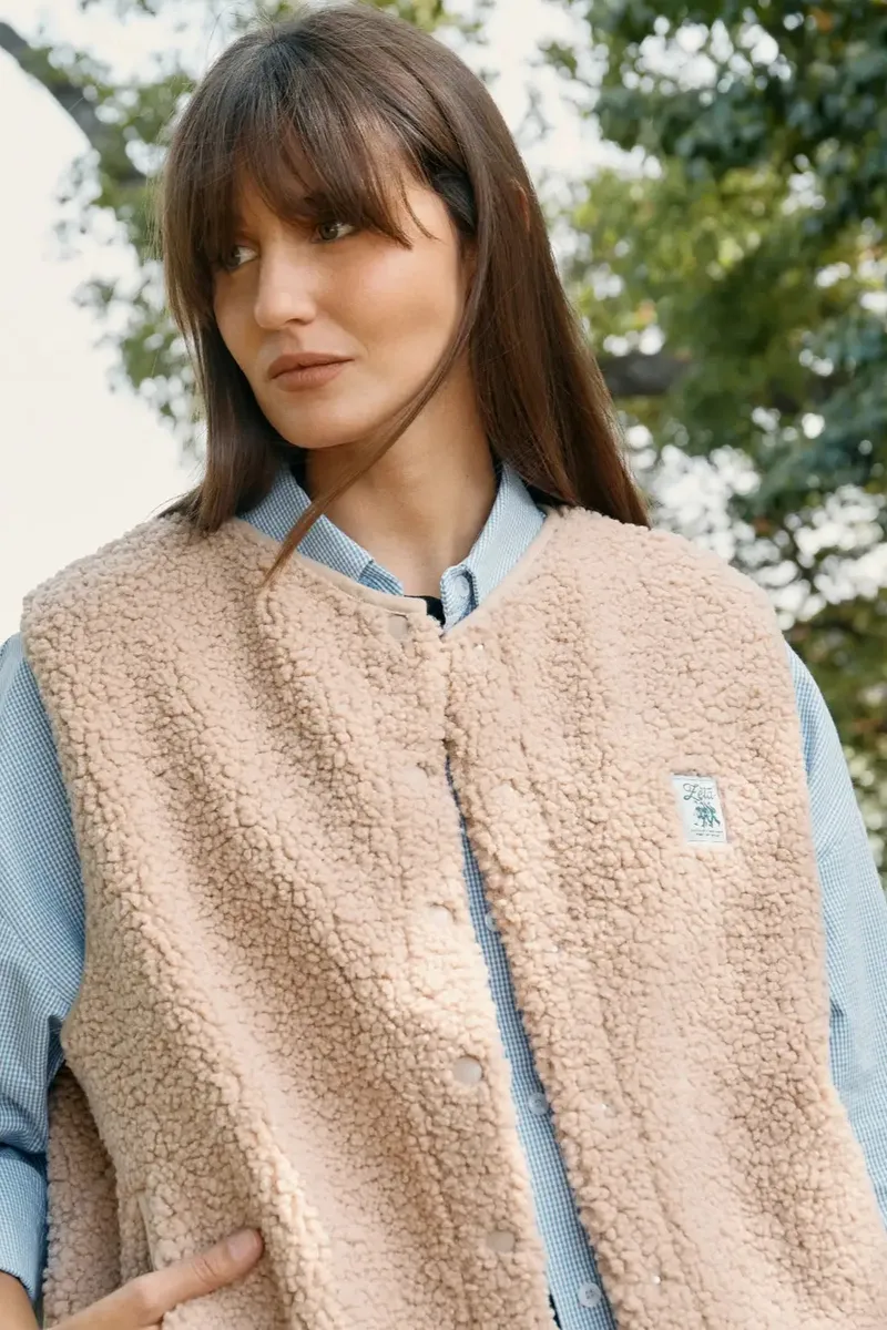 Zèta Zèta Damen vegan Weste Sherpa Camel Beige, Hellbraun, – Produktbild 2 von 2