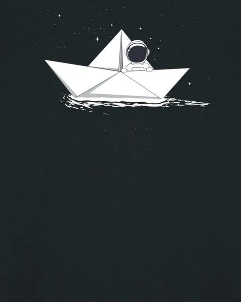 watapparel watapparel T-Shirt Astronaut in paper boat, Black, – Produktbild 3 von 4