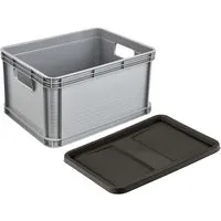Keeeper keeeper EURO-BOX "Robert" mit Deckel "Roberta", stapelbar, 40x30x22 cm, 20 l, grau – Produktbild 1 von 1