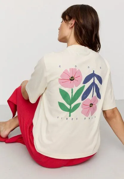 recolution Damen T-Shirt aus Bio-Baumwolle - AZOLLA GOOD VIBES - recolution, Arctic white (weiß), – Produktbild 1 von 4