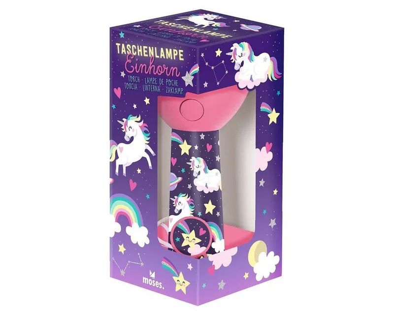 moses. moses. Taschenlampe Kinder-Taschenlampe mit LED & USB – bunt, robust & wiederaufladbar, Einhorn, – Produktbild 2 von 3