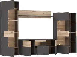 FORTE Wohnwand Como, (4-St., 2x Vitrinen, 1x Lowboard, 1x Wandregal), Korpus und Front matt – Produktbild 1 von 1