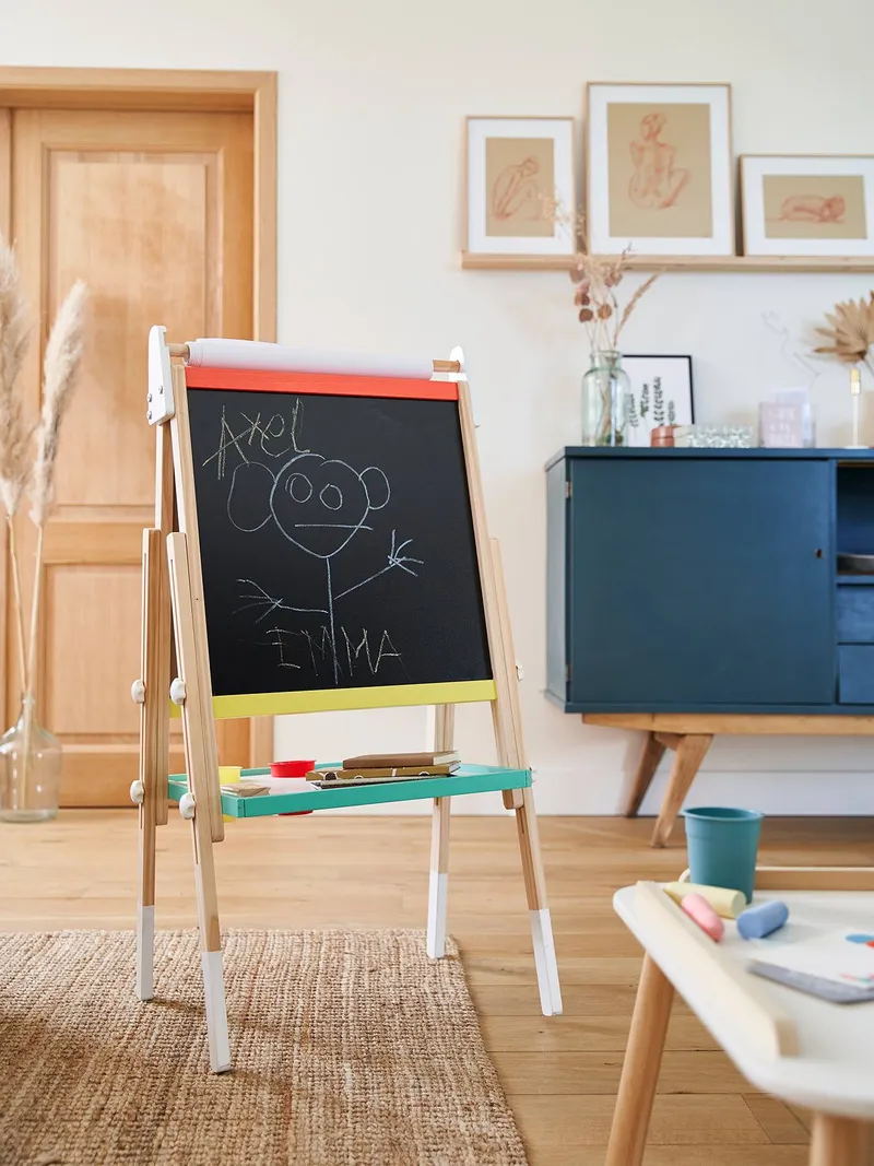 Vertbaudet 3-in-1 Tafel mit Mal-Zubehör Holz FSC®, Mehrfarbig, – Produktbild 2 von 4