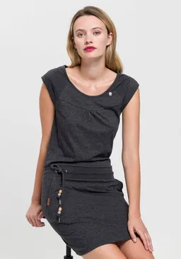 ragwear ragwear Jerseykleid PENELOPE UNI O mit Kordelzug und kontrastfarbigem Zierperlen-Besatz – Produktbild 1 von 1