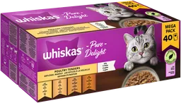Whiskas Whiskas PURE DELIGHT Portionsbeutel Multipack Mega Pack Geflügel Ragout in Gelee 40 x 85g – Produktbild 1 von 1