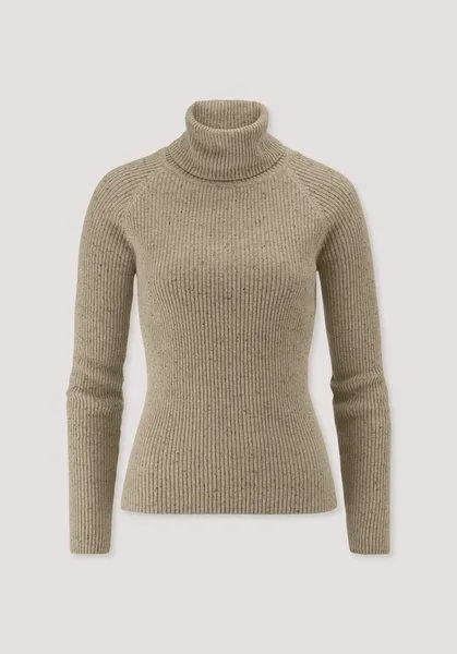 hessnatur hessnatur Strick Rollkragenpullover Slim aus Bio-Baumwolle mit recycelter Wolle, Goldsand, – Produktbild 4 von 4