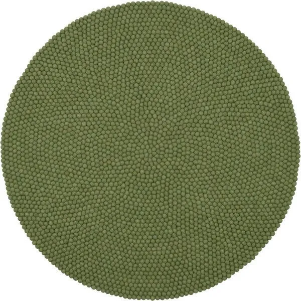 myfelt myfelt Filzkugelteppich rund, 100% Schurwolle, Dunkelgrün (kaspar), – Produktbild 1 von 4