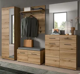 Inn.Furn Garderoben-Set Shawn, (Komplett-Set 5-teilig in Evoke Eiche, Flurgarderobe ca. 270 x 197 cm), variable Inneneinteilung, bis zu 13 Fächer – Produktbild 1 von 1