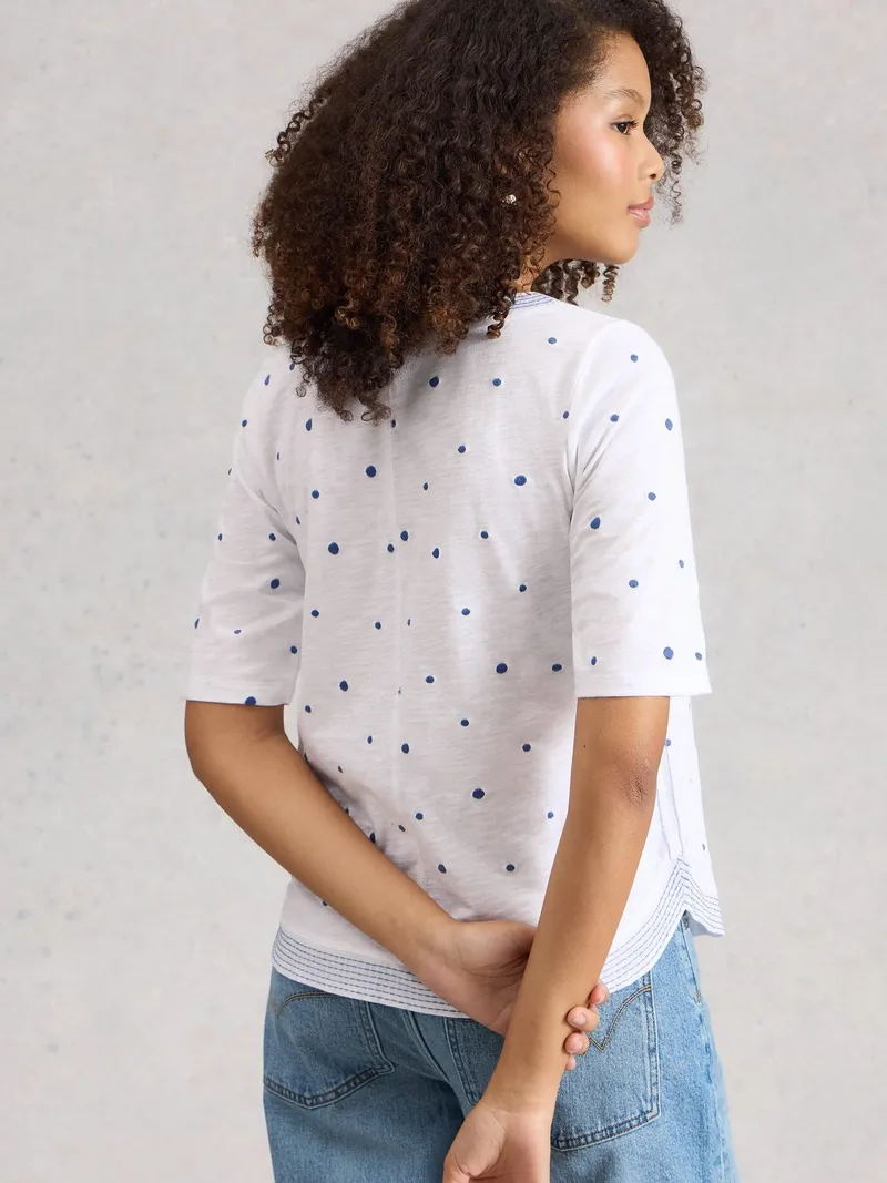 White Stuff Besticktes Jersey-T-Shirt Weaver - 38, Weiß multi, – Produktbild 4 von 4
