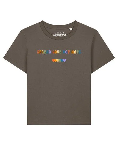 watapparel watapparel T-Shirt Frauen Spread Love not Hate, Mocha, – Produktbild 1 von 2