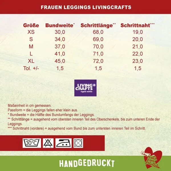 HANDGEDRUCKT HANDGEDRUCKT Leggings aus Biobaumwolle " YingYang", Dark prune, – Produktbild 2 von 2
