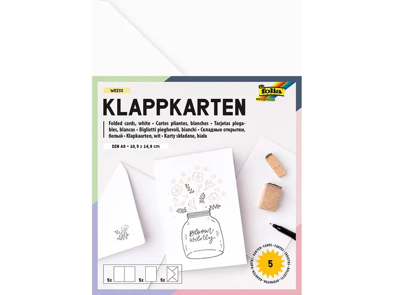 folia folia Klappkarten 220g/m², 10,5x15cm, weiß – Produktbild 1 von 2