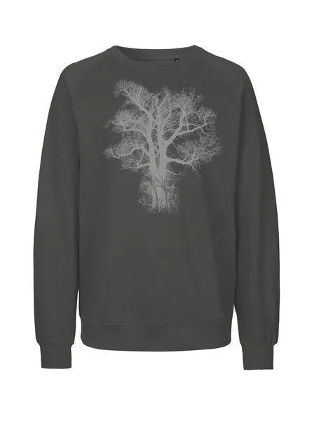 Peaces.bio - handbedruckte Biomode Peaces.bio - handbedruckte Biomode Bio Damen Sweatshirt Loose Fit Chestnut, Graphitgrau, – Produktbild 1 von 2