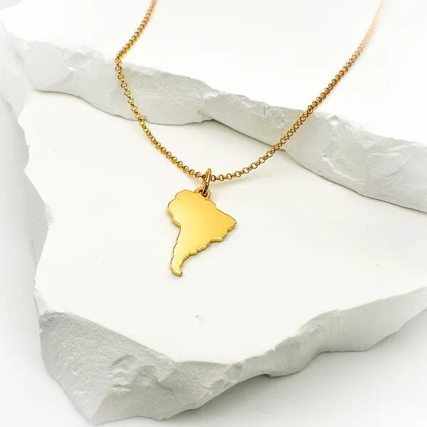MOANINA MOANINA Kette Südamerika Kontinent - 925 Silber/18k Gold Vermeil - 3 Längen, Gold, – Produktbild 4 von 4