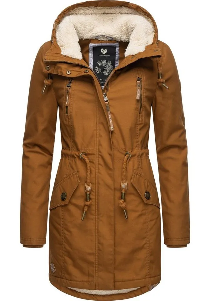 ragwear ragwear Wintermantel Elsie stylischer Winterparka mit Kapuze und Teddyfleece, Braun, – Produktbild 2 von 5