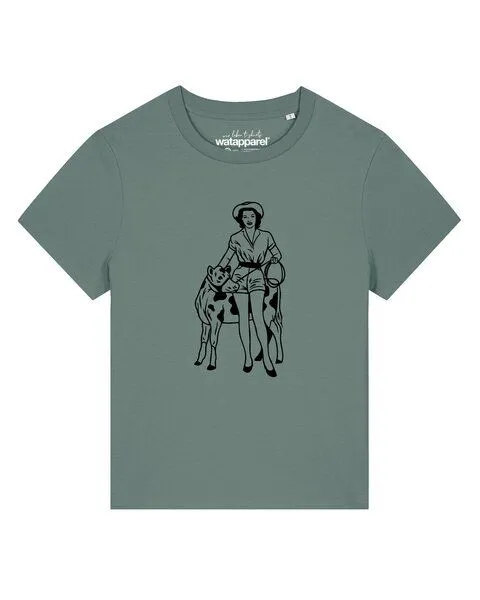 watapparel watapparel T-Shirt Frauen Cowgirl, Green bay, – Produktbild 1 von 3