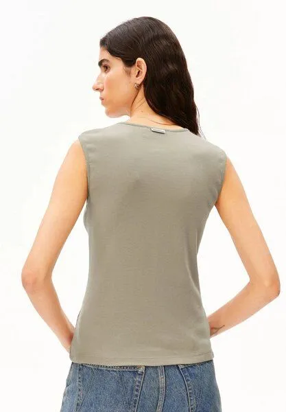 ARMEDANGELS ARMEDANGELS RIB BUTTON Damen Top aus Bio-Baumwoll Mix, Light sage, – Produktbild 3 von 5