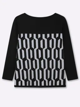 sheego Pullover schwarz-ecru-gemustert – Produktbild 1 von 1